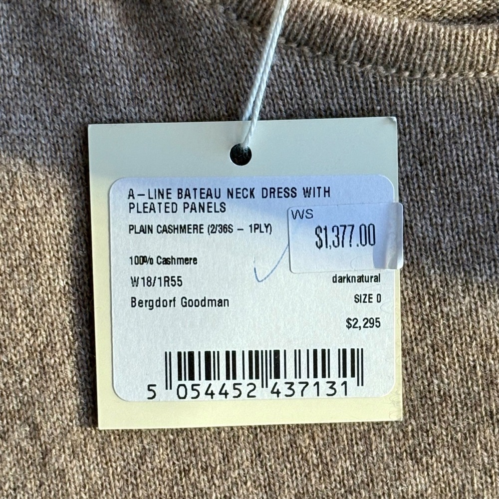 NEW Eskandar 100% Cashmere Bateau Tunic Dress | Size 0 (S–M) | Oatmeal - Picture 2 of 13